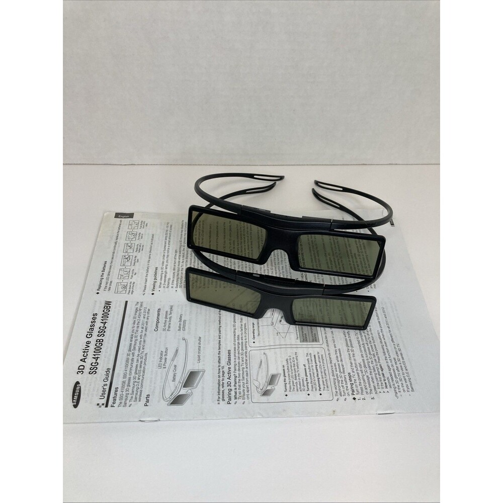 Samsung 3D Active Glasses Model SSG-4100GB Lot of 2 Pairs Smart TV Home Use